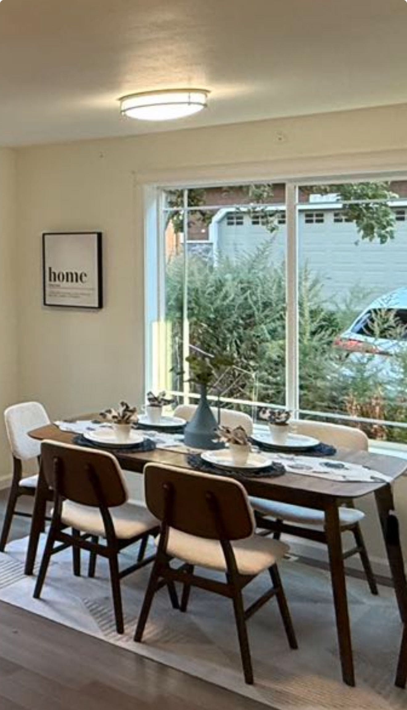 Dining Room — Walnut Chairs & Garden Window View