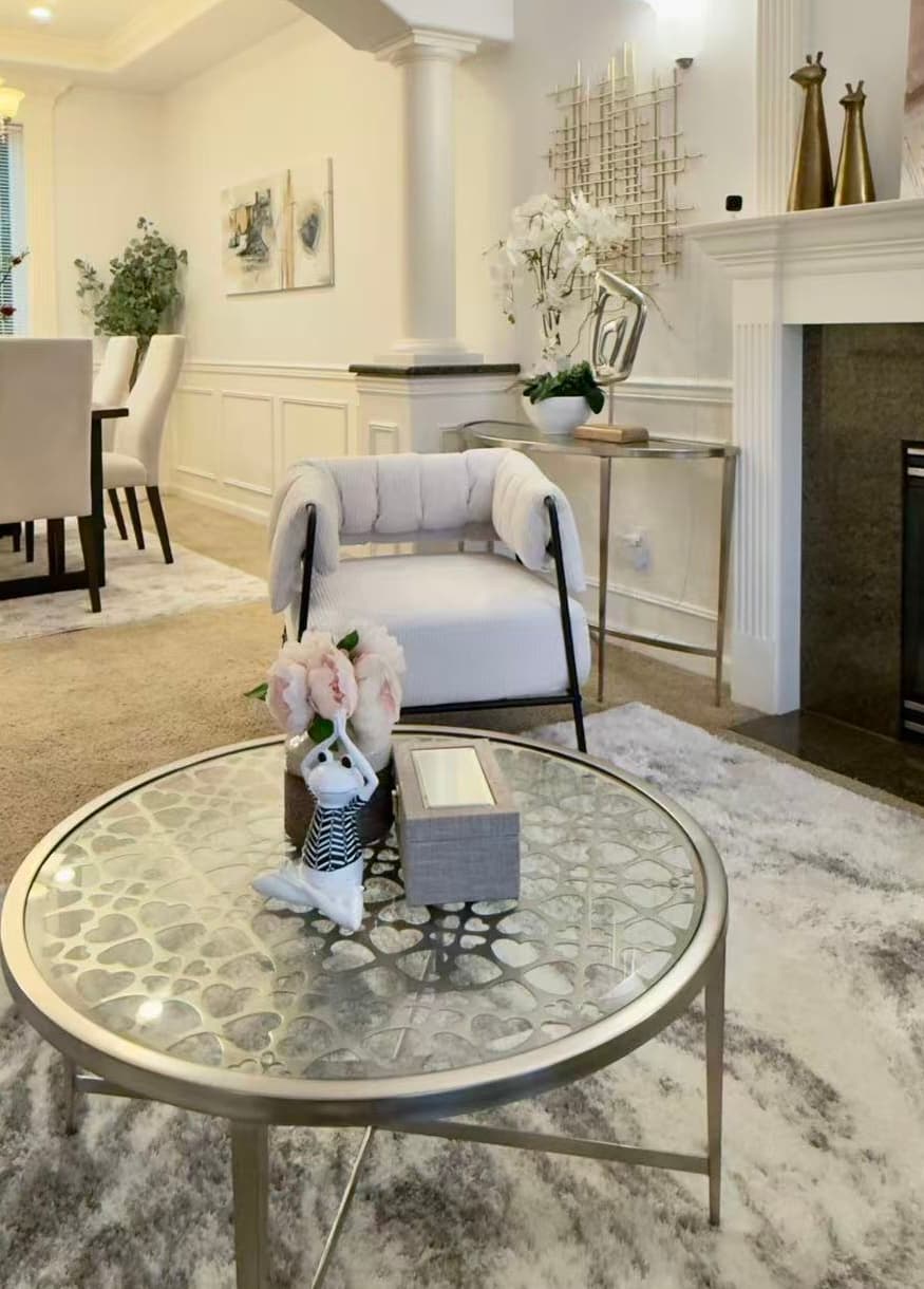 Living Room — Accent Chair & Glass Coffee Table