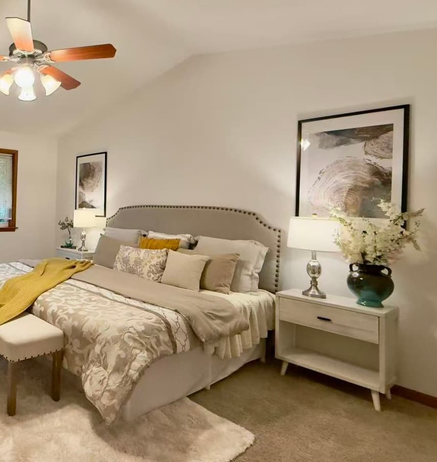 Primary Bedroom — Wide View with Ceiling Fan