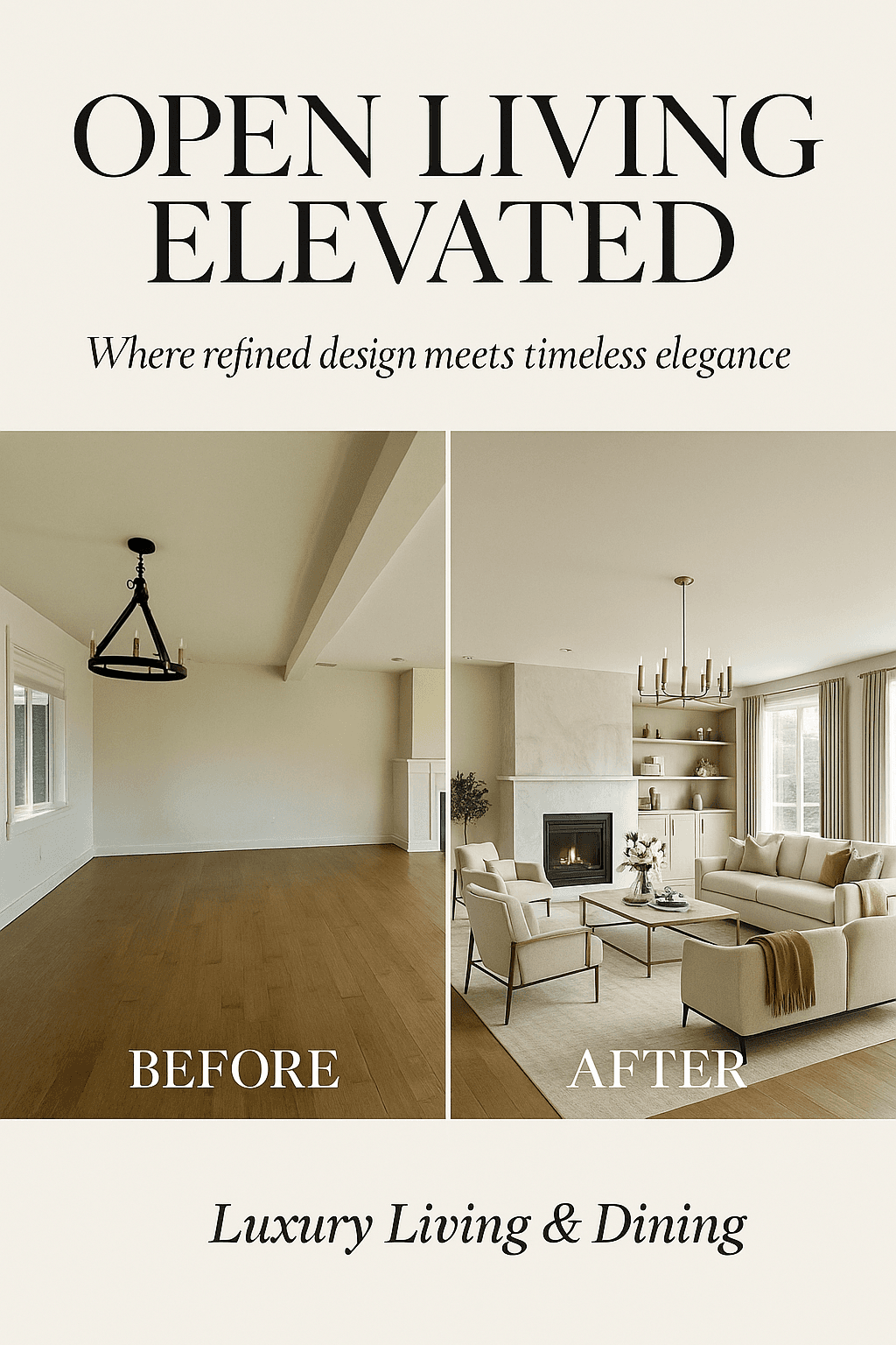 Open Living Elevated — Before & After Living & Dining