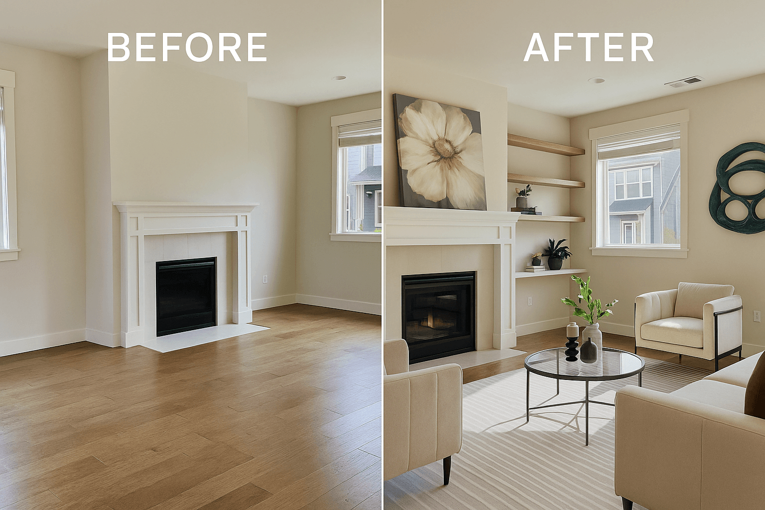 Open Living Elevated — Before & After Accent Chair Style