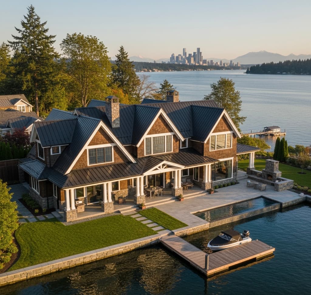 Waterfront Craftsman — Seattle Skyline Aerial