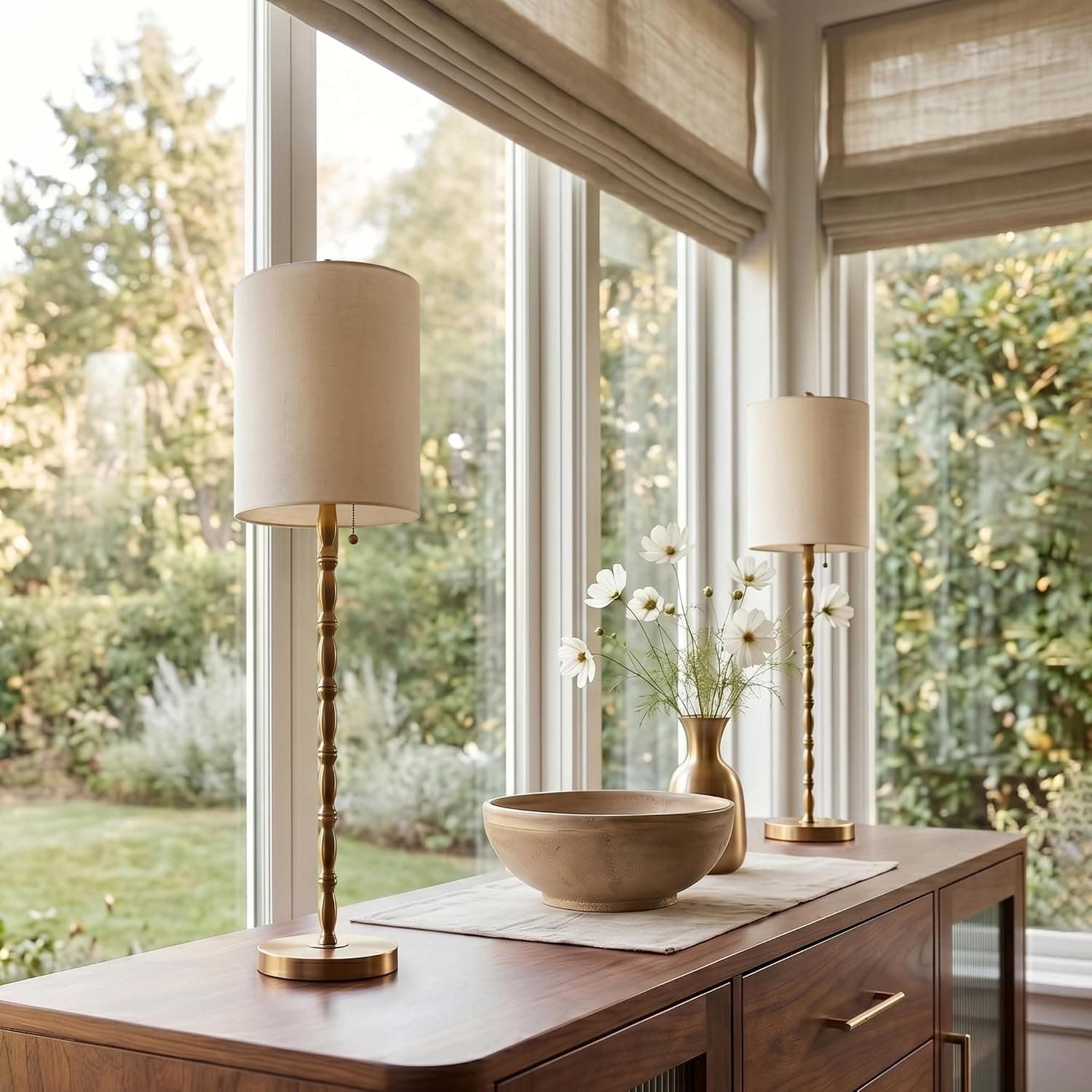 Set of 2 Brass Buffet Lamps